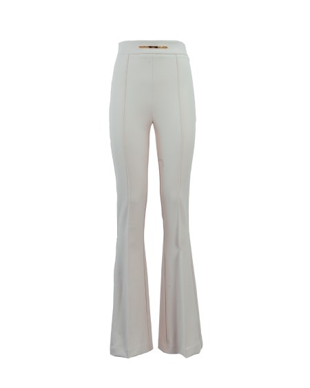 Shop ELISABETTA FRANCHI  Pantalone: Elisabetta Franchi pantalone palazzo in crêpe con morsetto.
Applicazione di morsetto con catena in metallo dorato sul fascione.
Fodera in raso stampa monogram.
Zip invisibile sul fianco.
Accessorio in metallo dorato.
Composizione: 96% Poliestere 04% Elastane.
Fabbricato in Italia.. PA00936E2-193